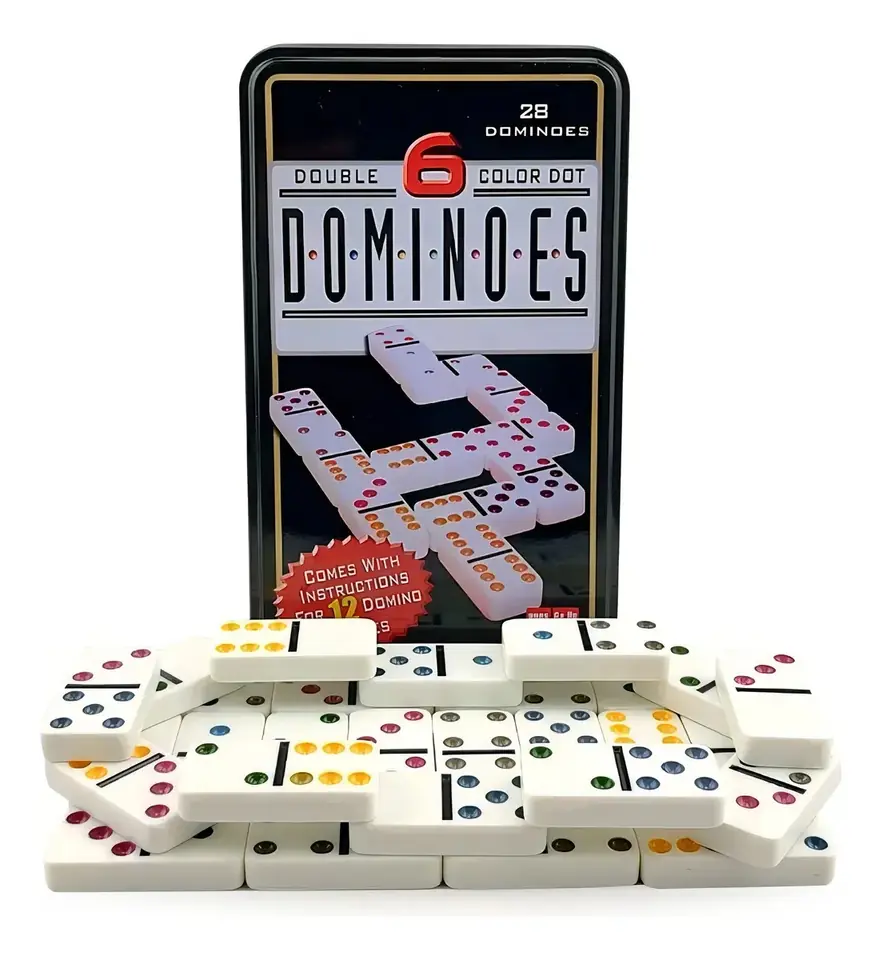 Juego De Dominó De 28 Piezas Y Lata De Metal Resistente