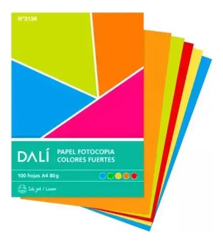 Papel Fotocopia Dali Mate 80g A4 Colores Fuertes 100 Hojas