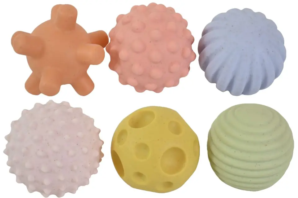 Pelotas infantiles sensoriales x6 unidades 6cm.