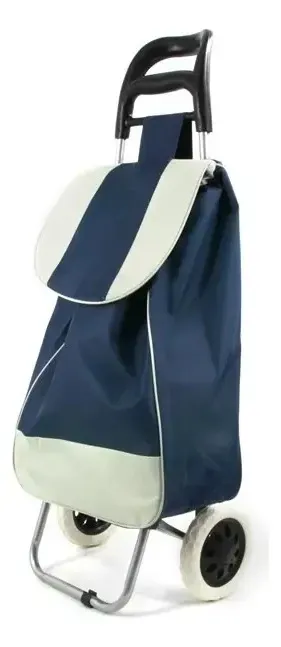 Bolso Para Compras C/ruedas Color Azul Liso