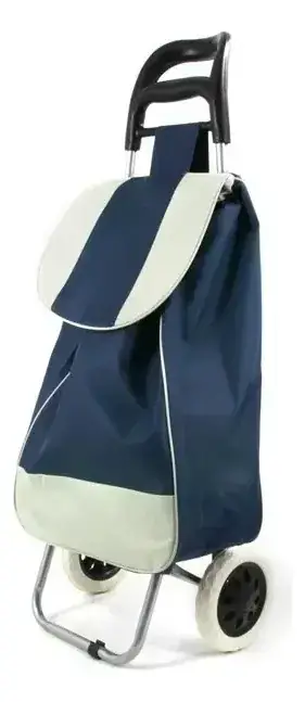 Bolso Para Compras C/ruedas Color Azul Liso