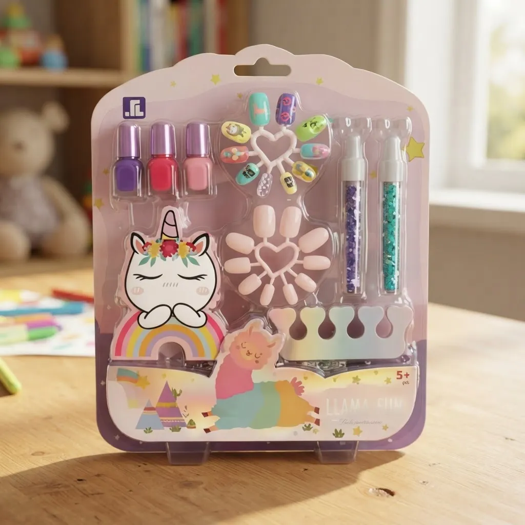 Set De Uñas Infantil Unicornio Con Esmaltes Y Accesorios