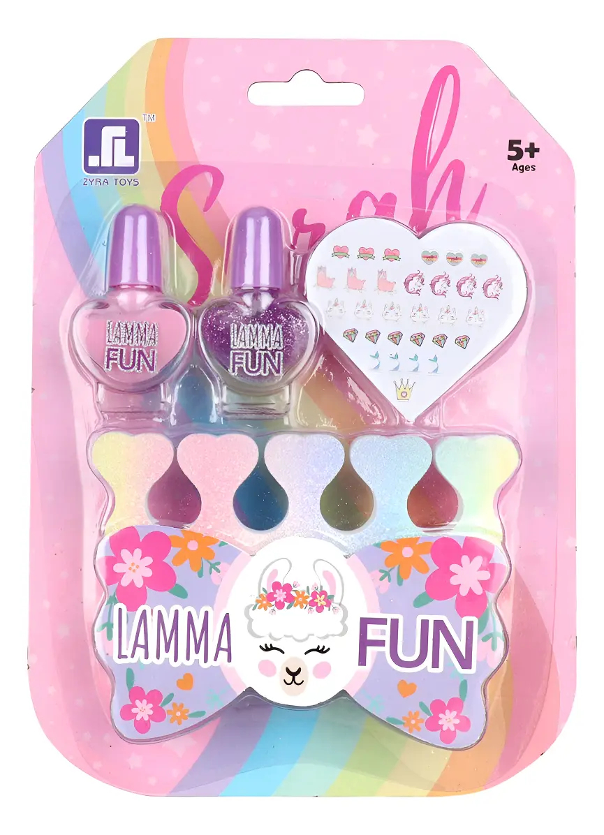 Set Infantil Llama Fun Con Esmaltes Y Stickers