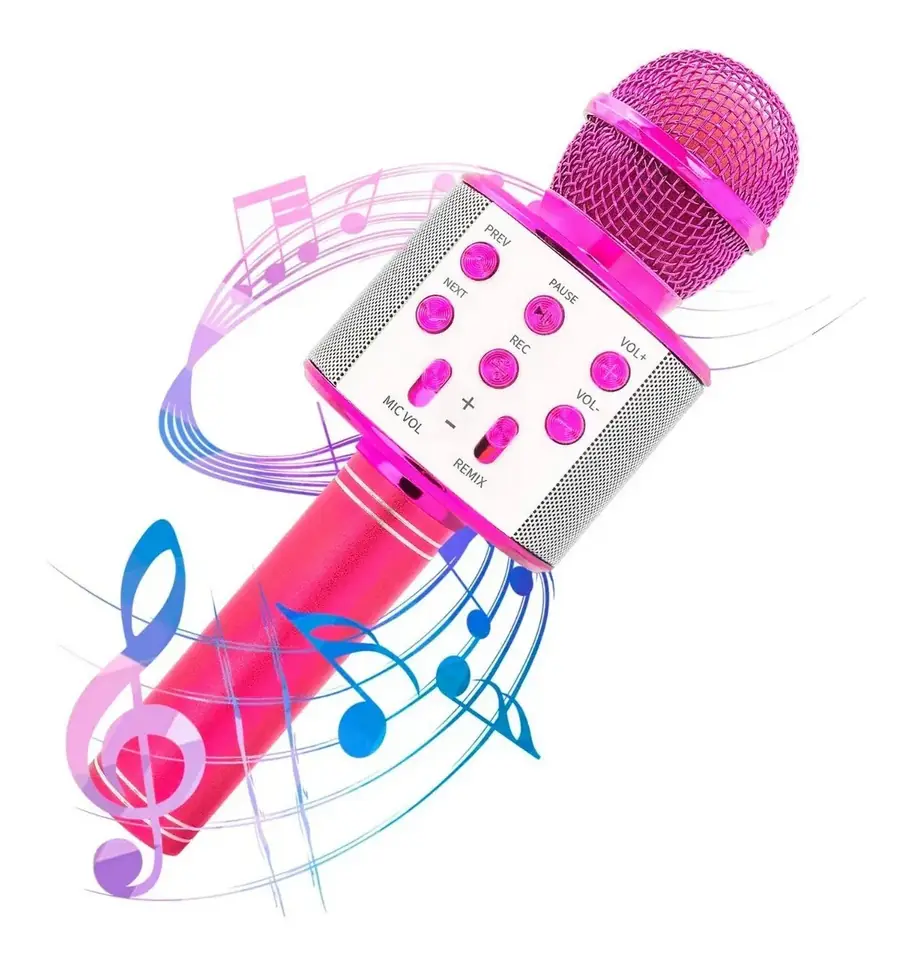 Microfono Parlante Karaoke Bluetooth Inalambrico Usb Cantar® Color Fucsia
