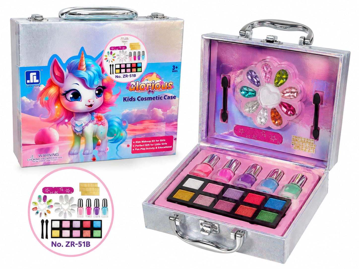 Set Completo Maletín Maquillaje Infantil Unicornio