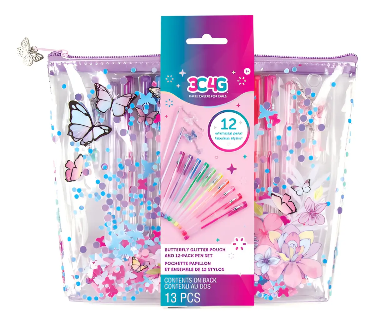 Set 12 Bolígrafos Con Estuche Diseño Mariposa Make It Real