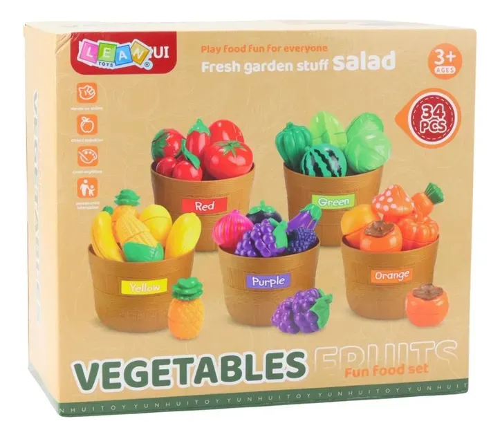 Set Juguete Comiditas Frutas Y Verduras Para Cortar 34 Pzs