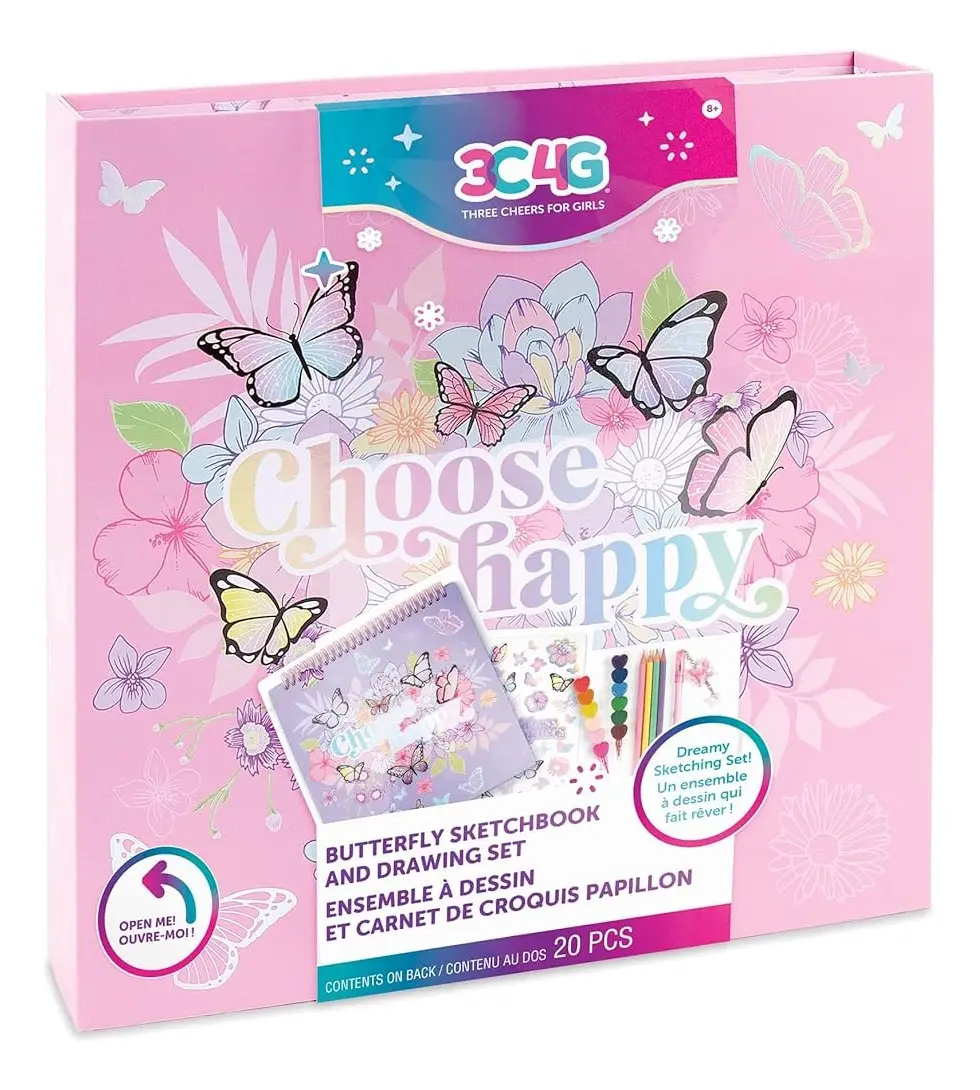 SET DE DIBUJO Y CUADERNO DE BOCETO DE MARIPOSAS 20 PIEZAS
