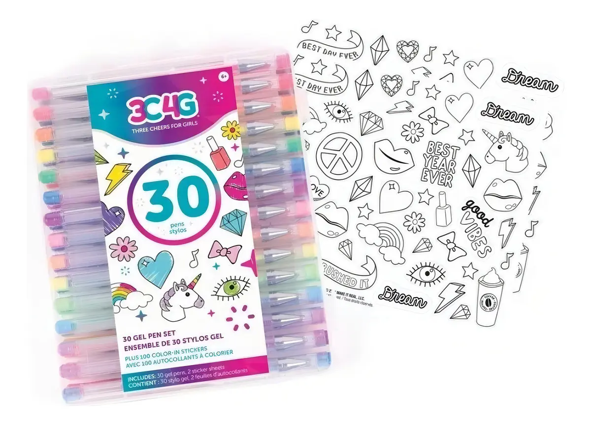 Set 30 Bolígrafos Gel Tinta Colores Neón Metálicos Purpurina