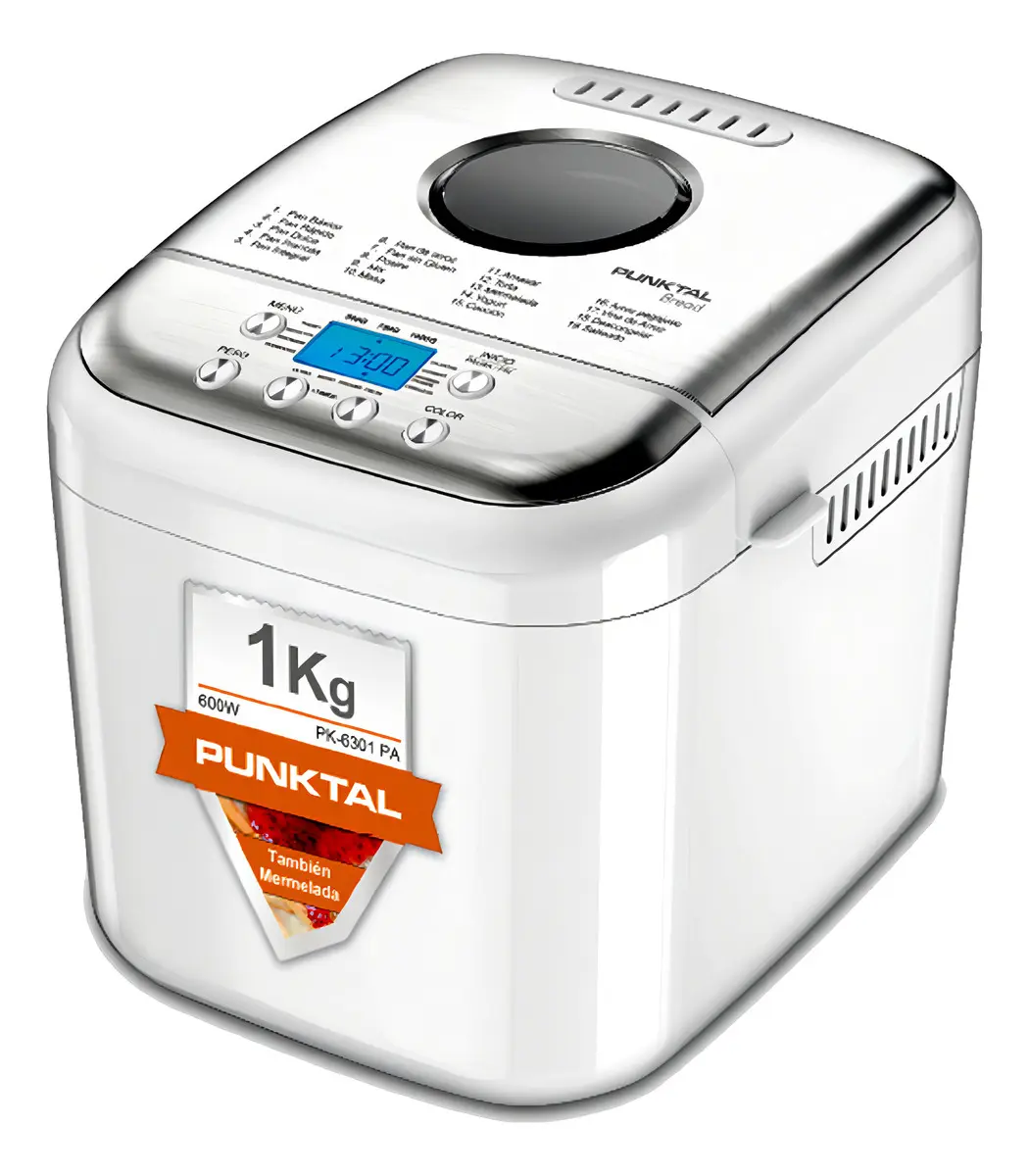 Panificadora Punktal Pk-pa6301 1kg 600w 19 Programas Pantalla Digital Blanco