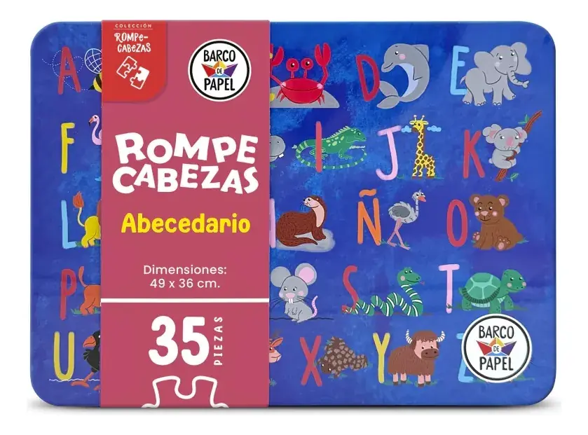 Rompecabezas En Lata Abecedario 35 Pzs Barco De Papel