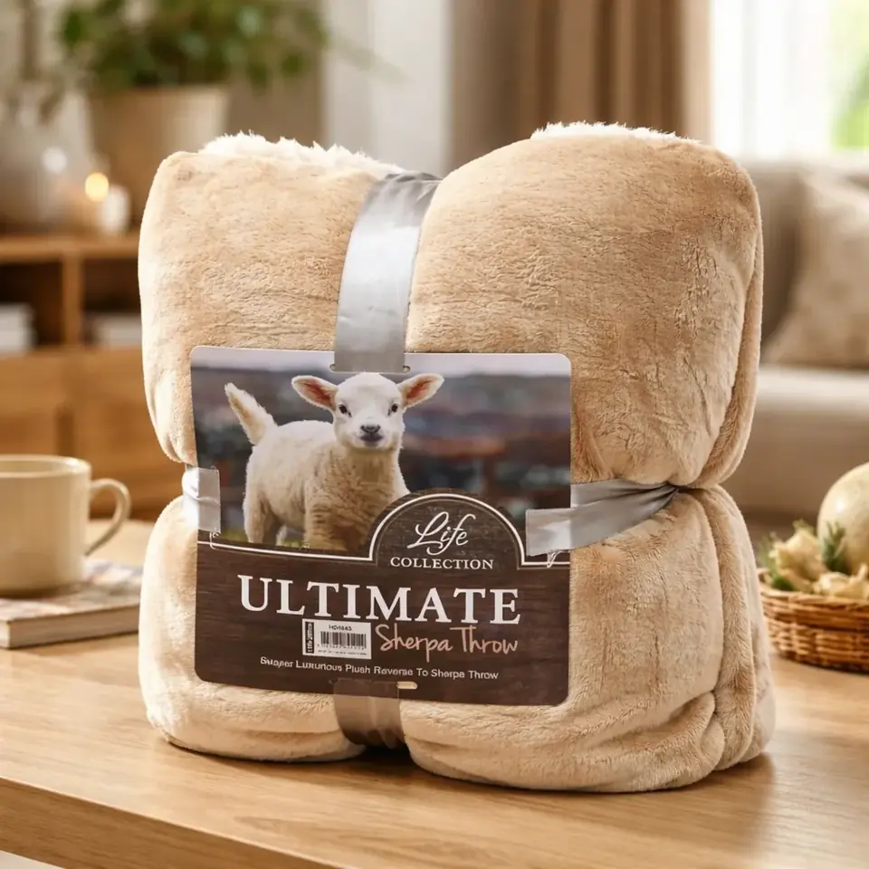 Manta Frazada Ultimate Sherpa Beige Doble Faz 150x200 Cm