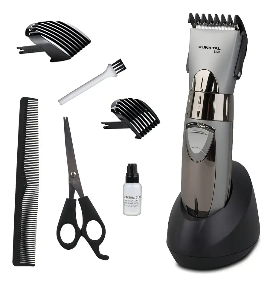 Corta Pelo Recargable 6 Accesorios. 10 Niveles Punktal Color Negro