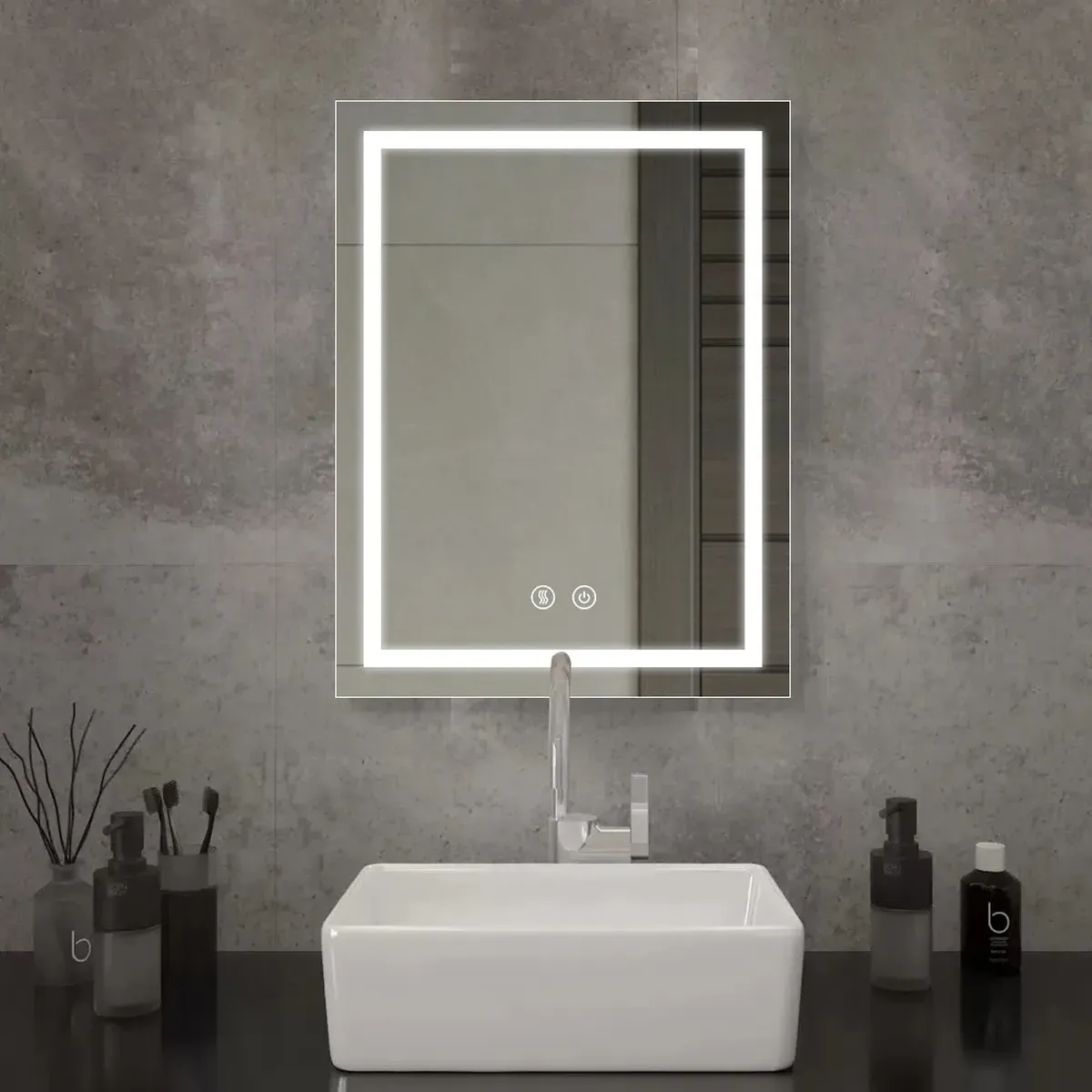 Espejo Led Rectangular 60x40cm Con Luz 3 Tonos Desempañado