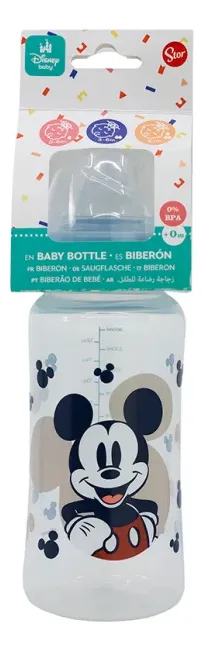 Mamadera Mickey Mouse Tetina De Silicona 360 Ml Celeste