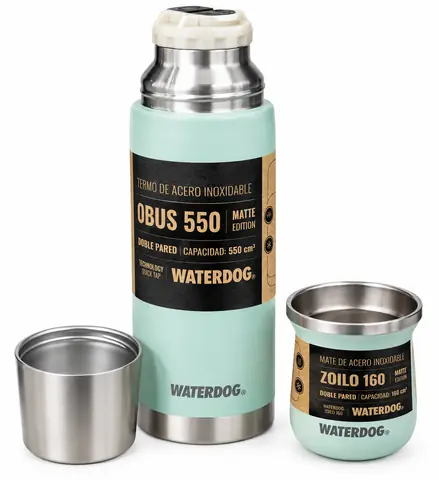 Set Termo Waterdog Acero Inoxidable 550ml Y Mate 160cm3
