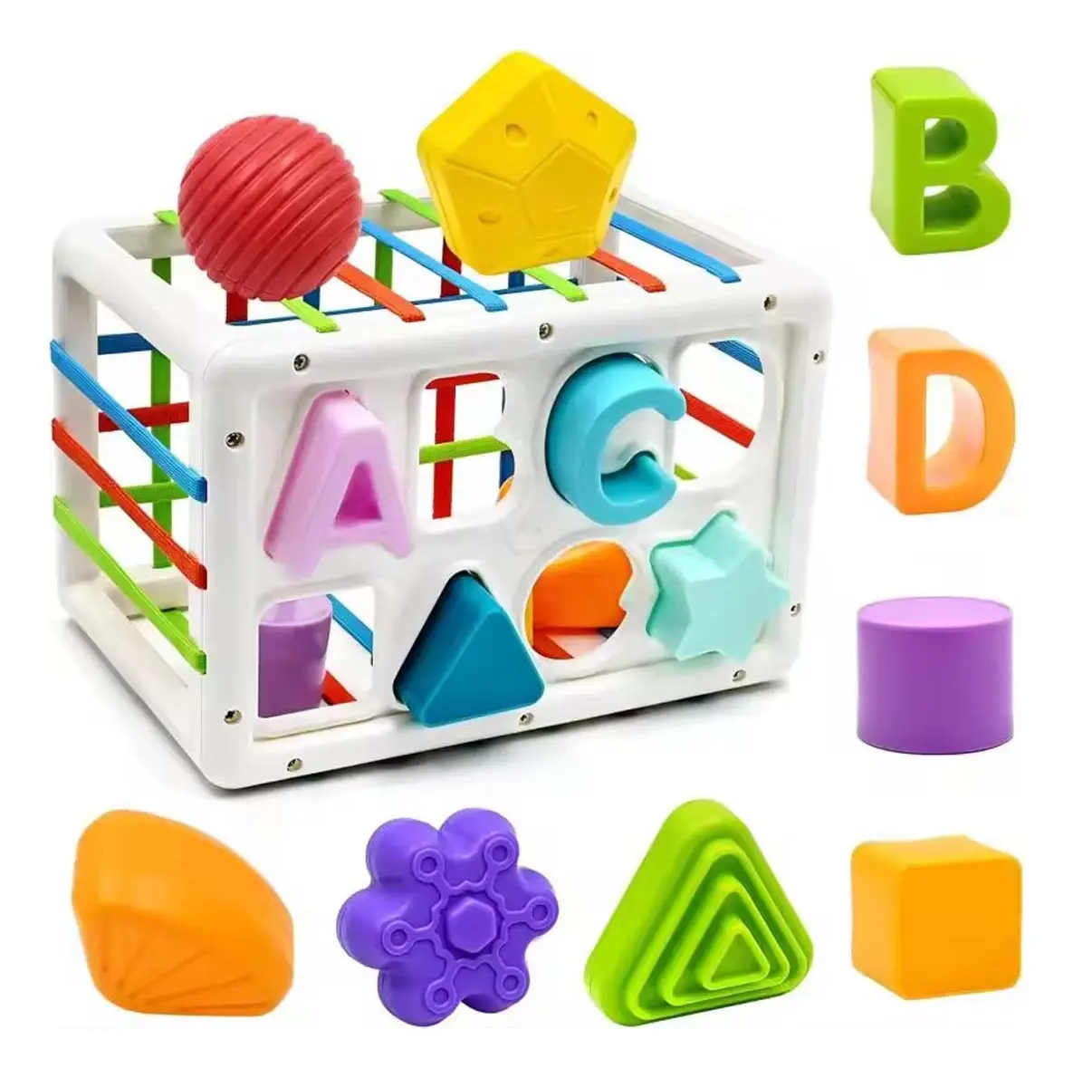 Juego Caja Didáctica Estimulación Motriz +14 Pz Bebé Huanger Color Multicolor