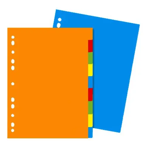 Separador Plástico A4 10 Divisiones Índice 11 Perforaciones Dali
