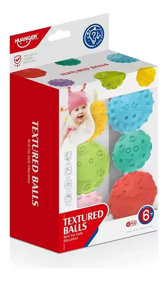 Pelotas Con Textura X6 Juguete Para Bebes Huanger