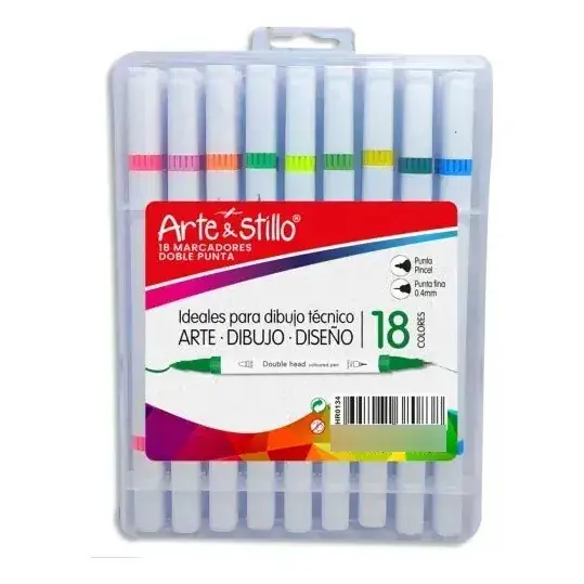 Marcador Doble Punta Arte & Stillo® X18 Colores
