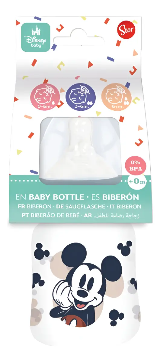 Mamadera Boca Ancha 150ml Chicco 0m+ Mickey Verde Claro