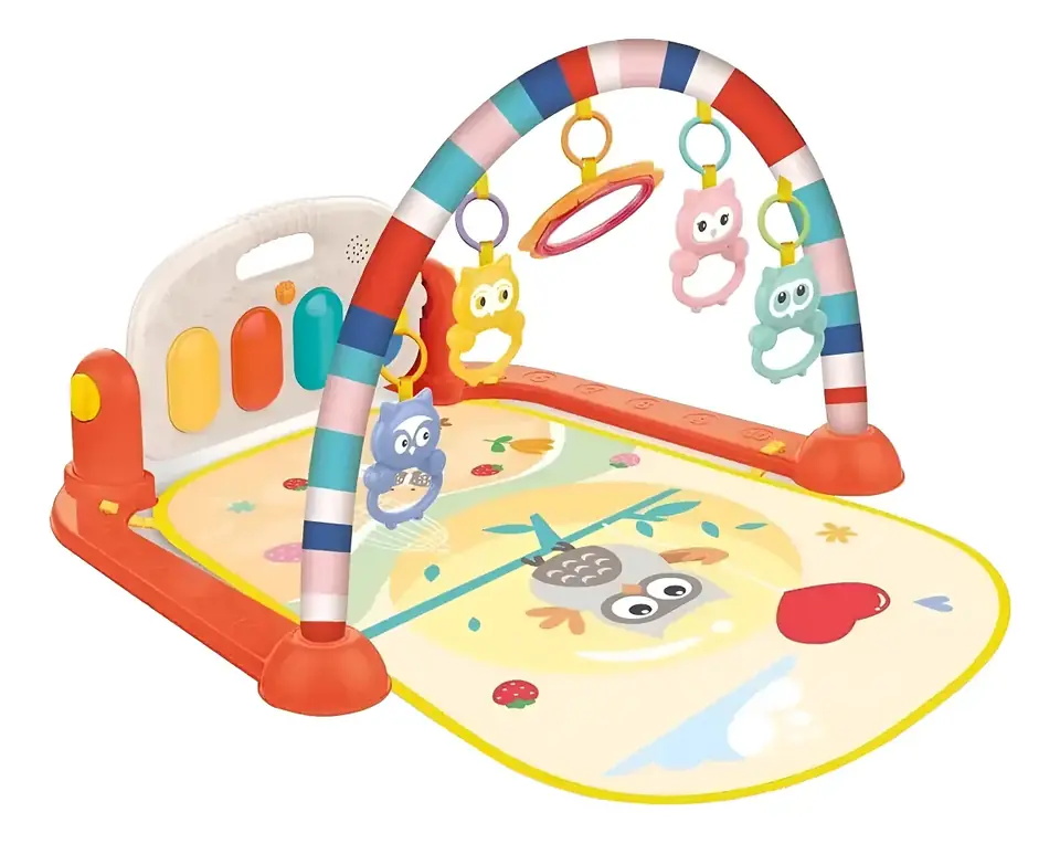 Gimnasio Alfombra De Juegos Con Piano Musical Bebé Huanger Color Naranja Rojo