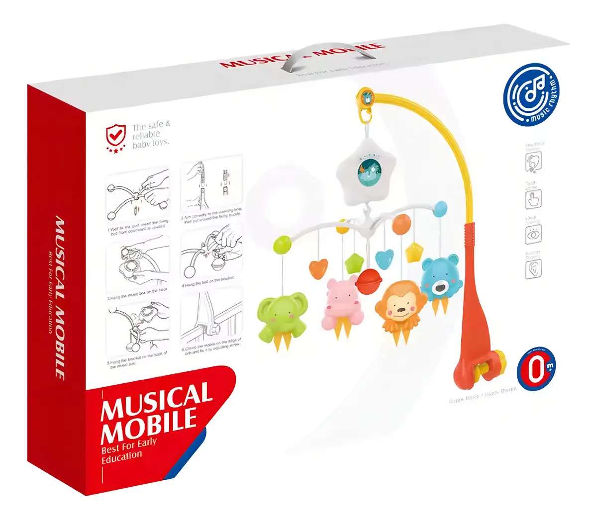 Móvil Musical Y Proyector Cunas Diseño Animales Bebé Huanger Color Naranja Animal