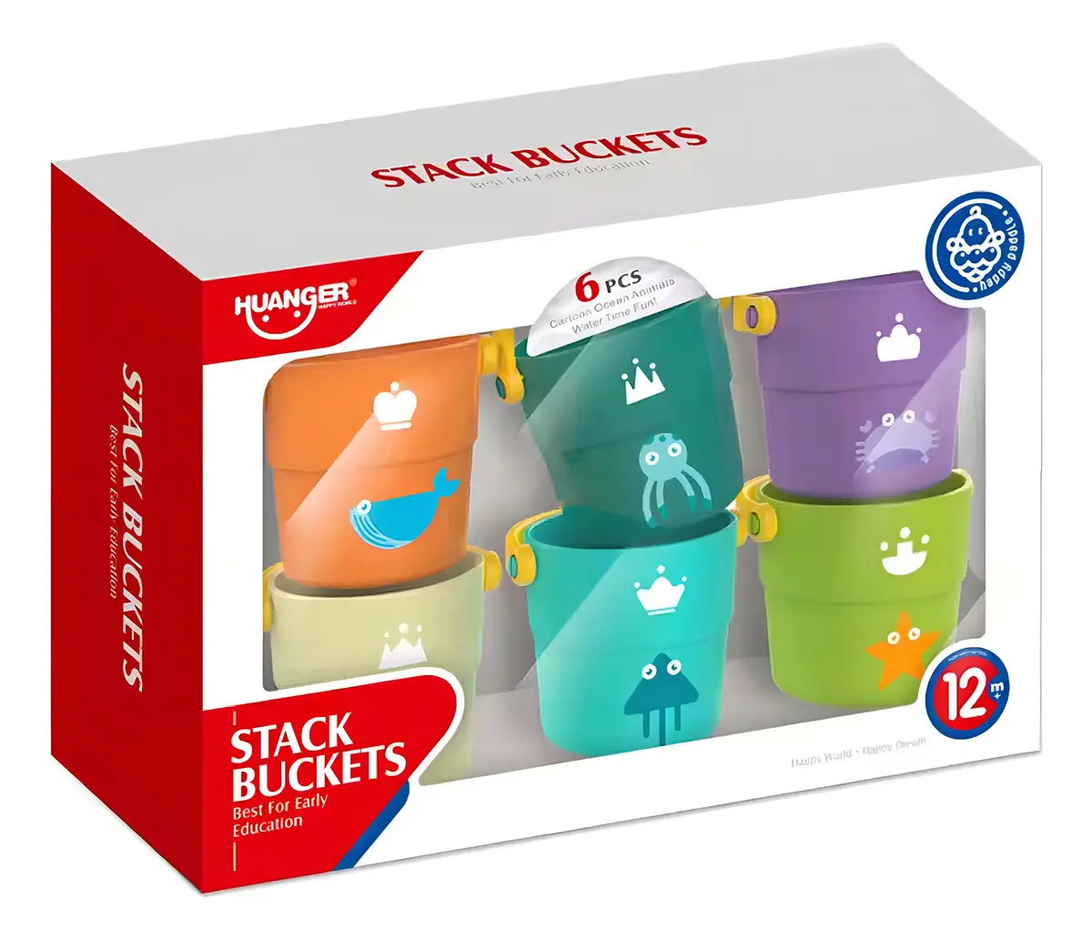 Set 6 Mini Baldes Juguetes Agua Baño Playa Para Bebé Huanger Color Multicolor