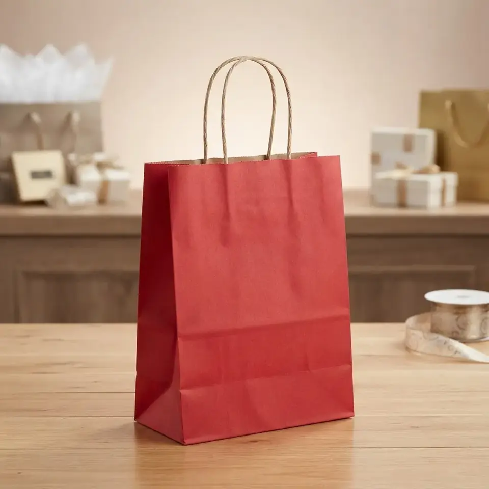 Bolsa De Papel Roja Para Regalos 32x42x11cm