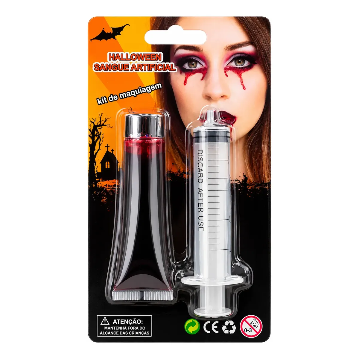 Sangre Falsa Con Jeringa 28.3ml Halloween