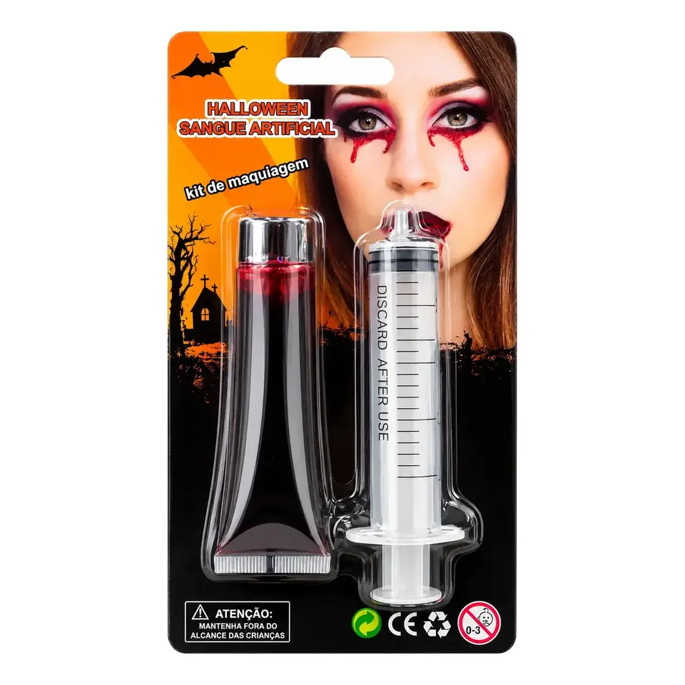 Sangre Falsa Con Jeringa 28.3ml Halloween