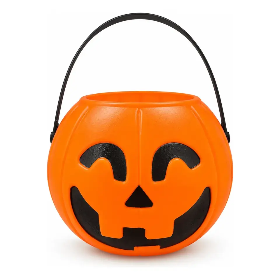 Calabaza Balde Canasto Halloween Caramelera 16 Cm