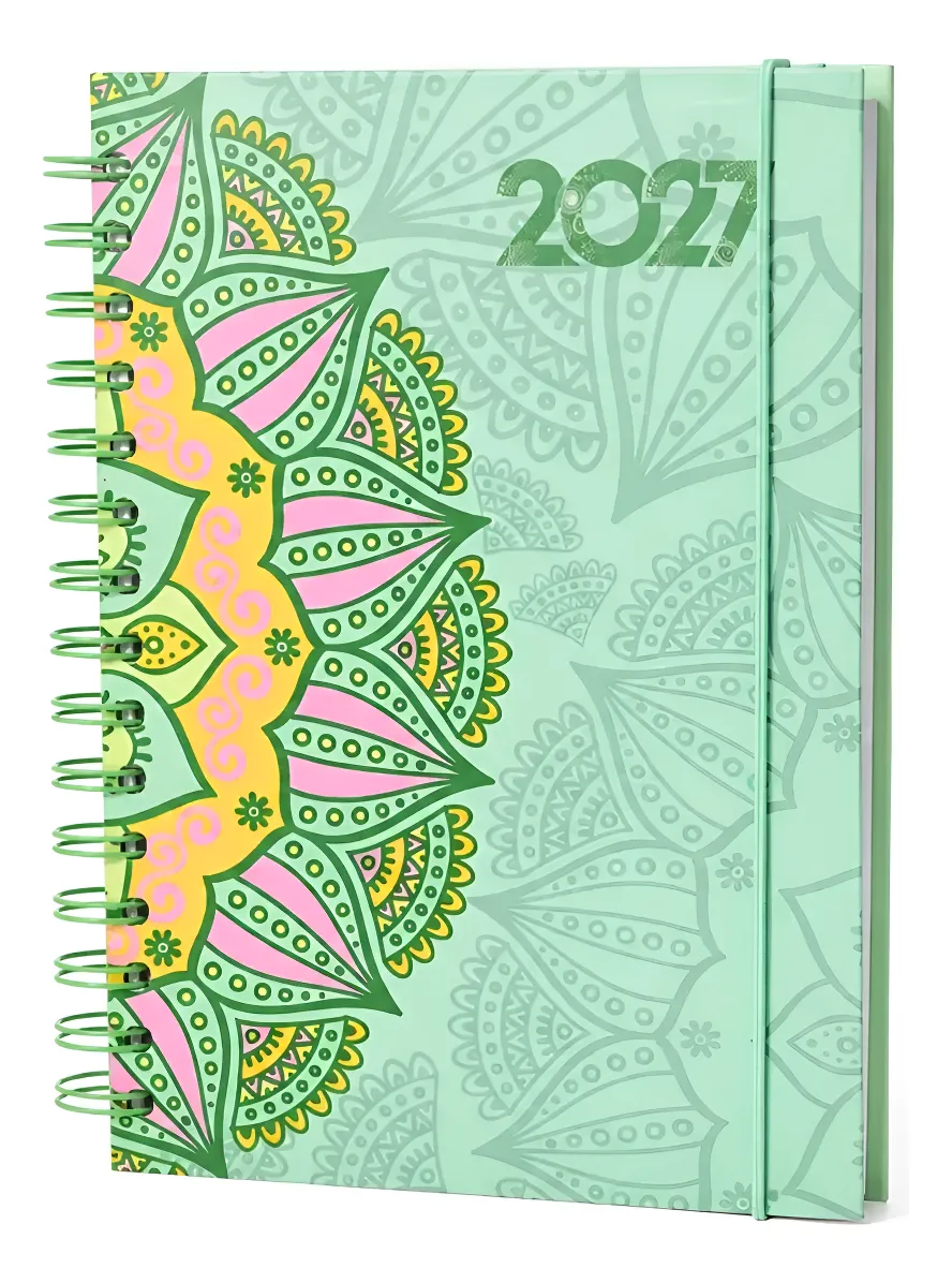 Agenda 2027 Diaria Diseño Mándala Color Verde