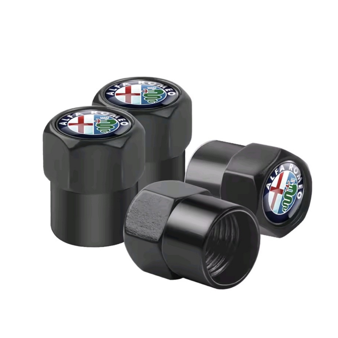Juego Tapas de Válvula de Rueda Alfa Romeo Negras