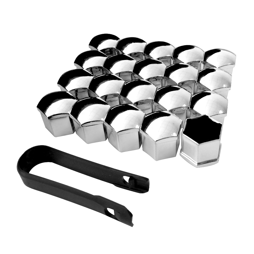Juego 20 Capas Para Tornillo de Rueda 17mm Cromado Estilo Peugeot / Citroen