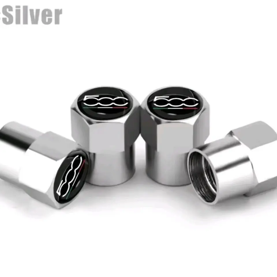 Juego Tapas de Válvula de Rueda Fiat 500 Plata