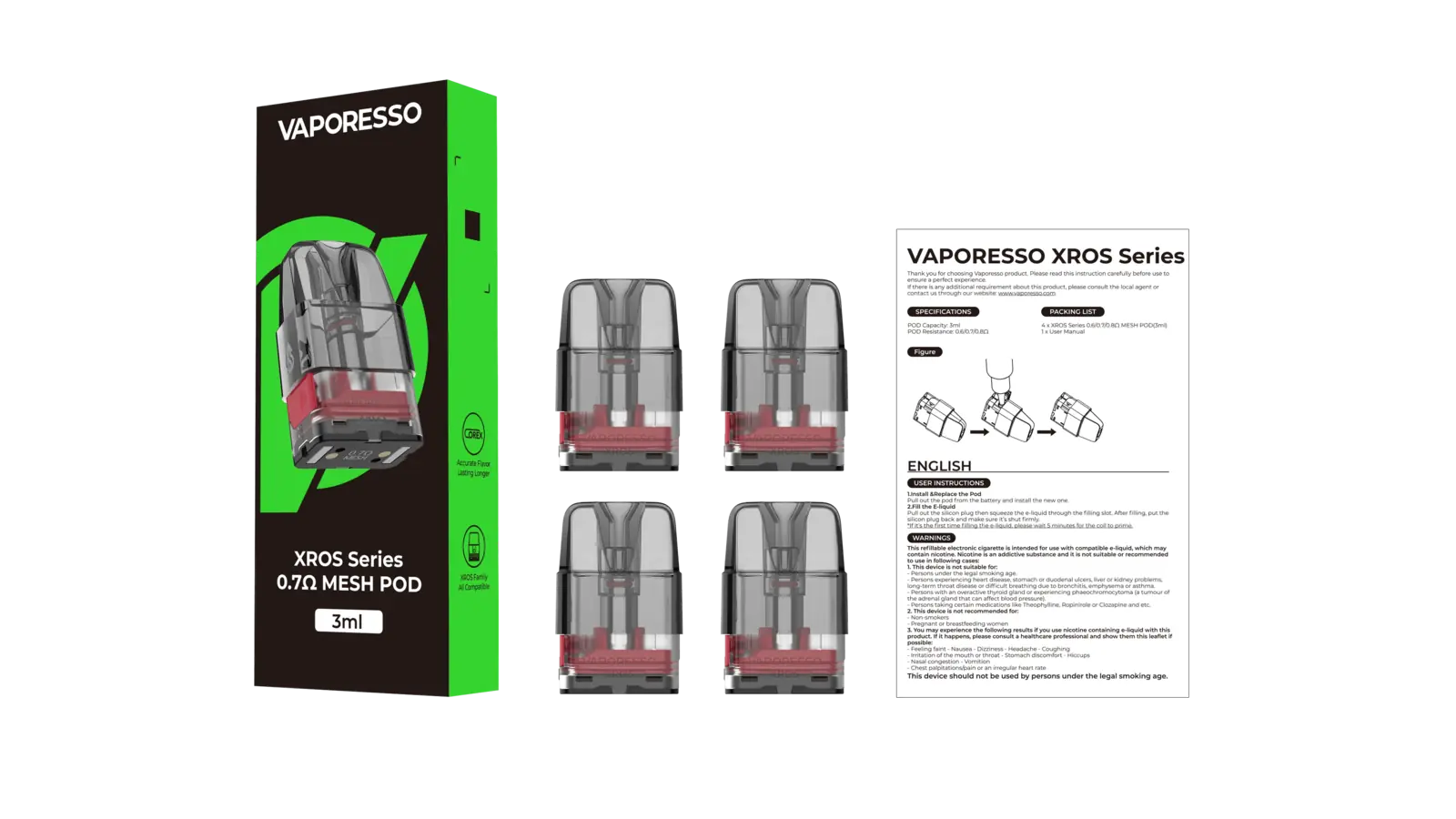 Vaporesso Xros Pod 0.7 ohm x4 Corex 3.0