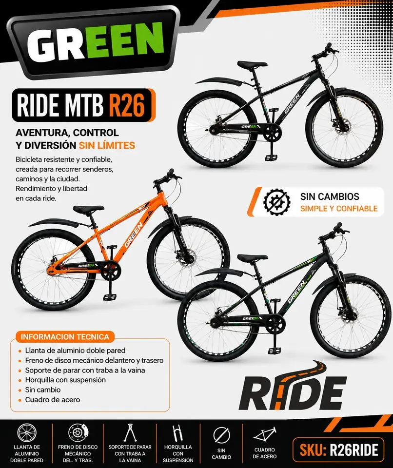 Bicicleta RIDE MTB R26 sin cambios