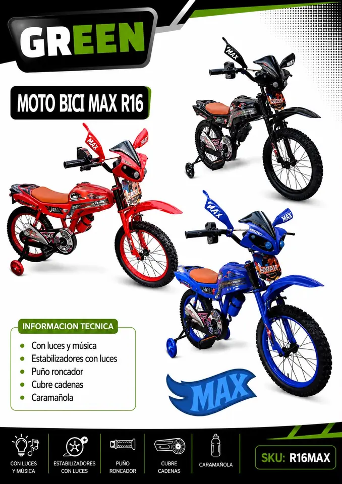 MotoBici MAX R16 con luces