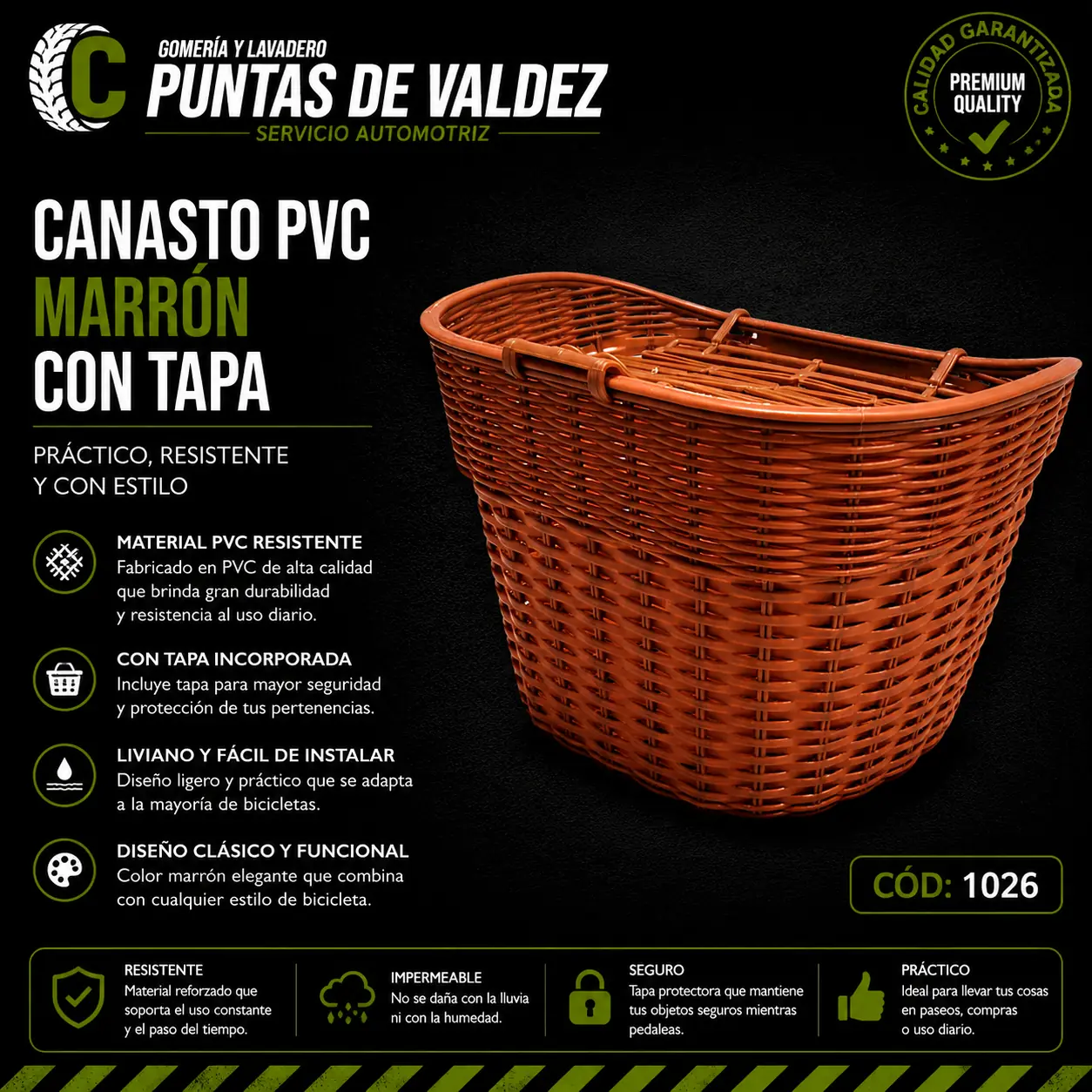 Canasto PVC Marrón con tapa