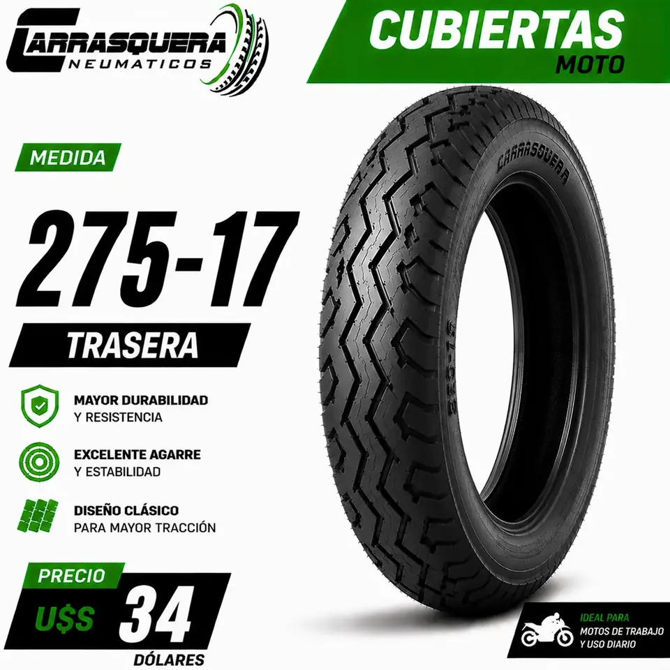 Cubierta Moto 275-17 Trasera Carrasquera