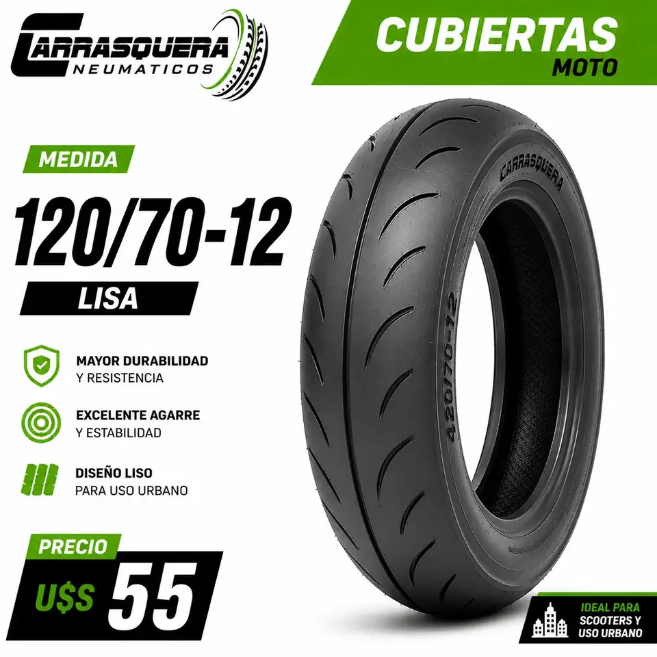 Cubierta Moto 120/70-12 Lisa Carrasquera