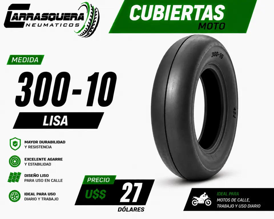 Cubierta Moto 300-10 Lisa Carrasquera