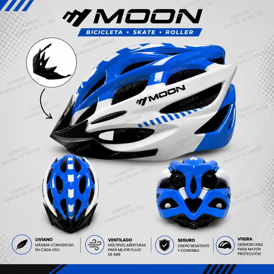 Casco Bicicleta Moon Azul Y Blanco