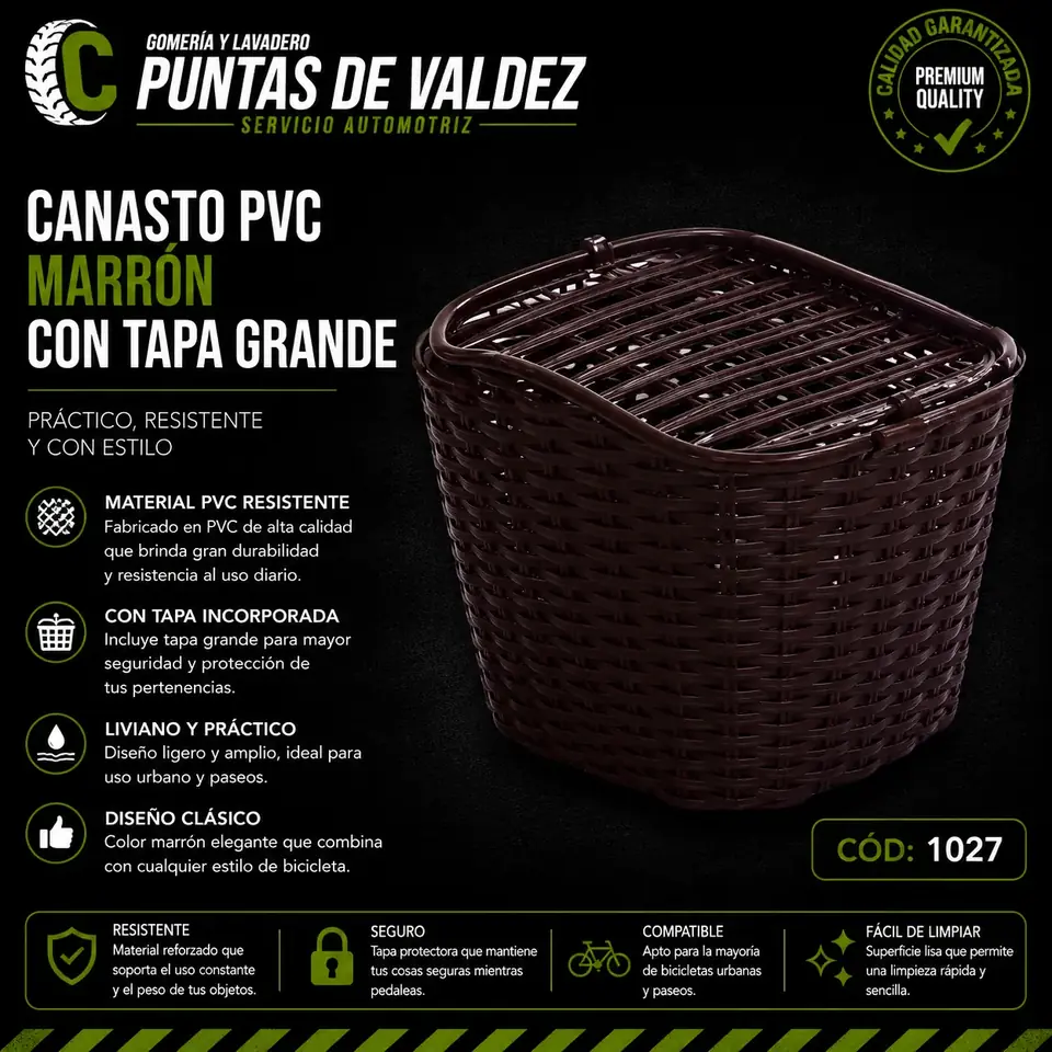 Canasto PVC Marrón con tapa grande