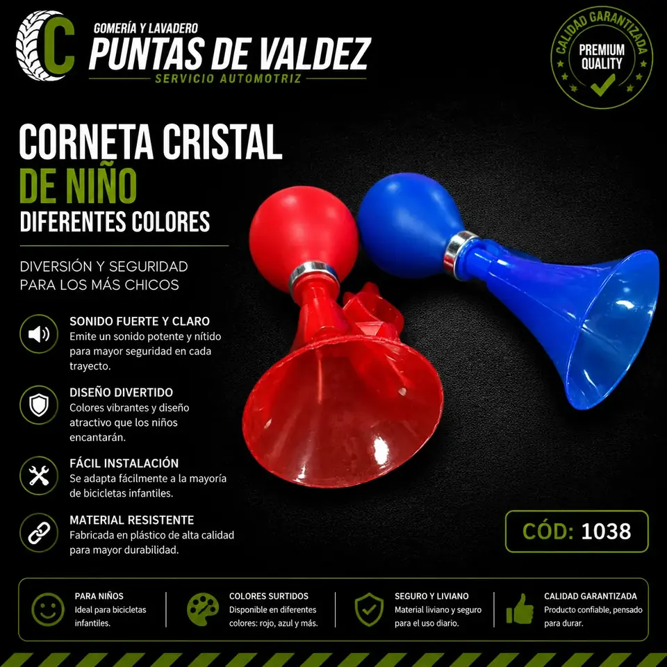 Corneta Cristal de Niño Diferentes Colores