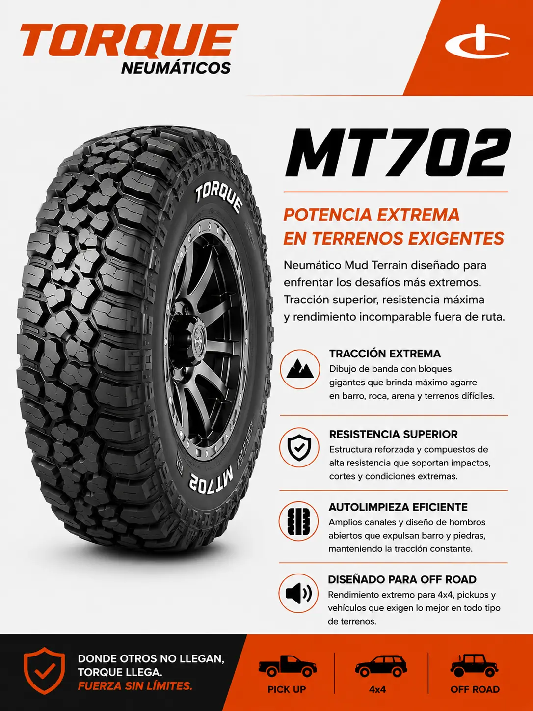 Cubierta Torque 265/65R17 MT702
