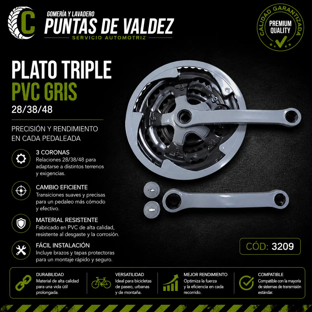 Plato triple PVC gris 28/38/48