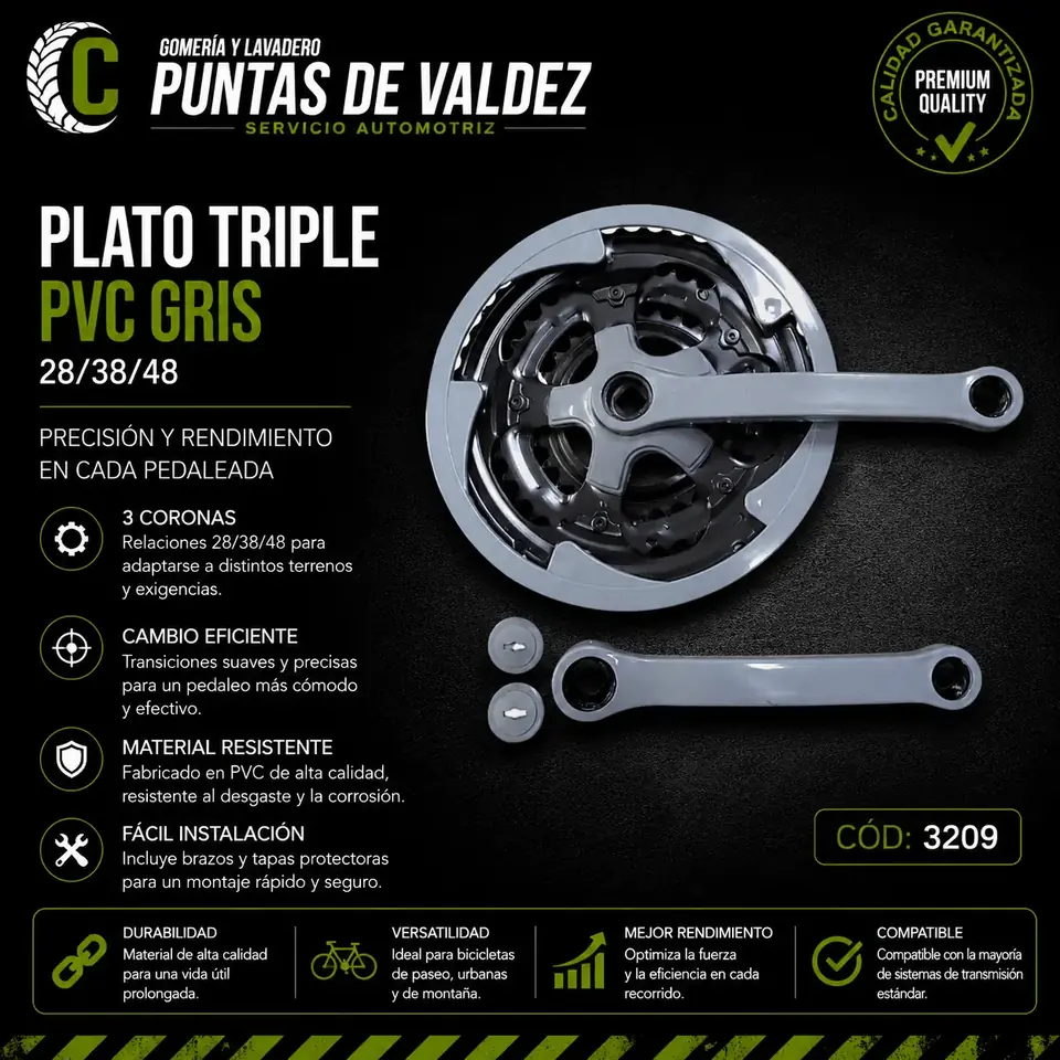 Plato triple PVC gris 28/38/48