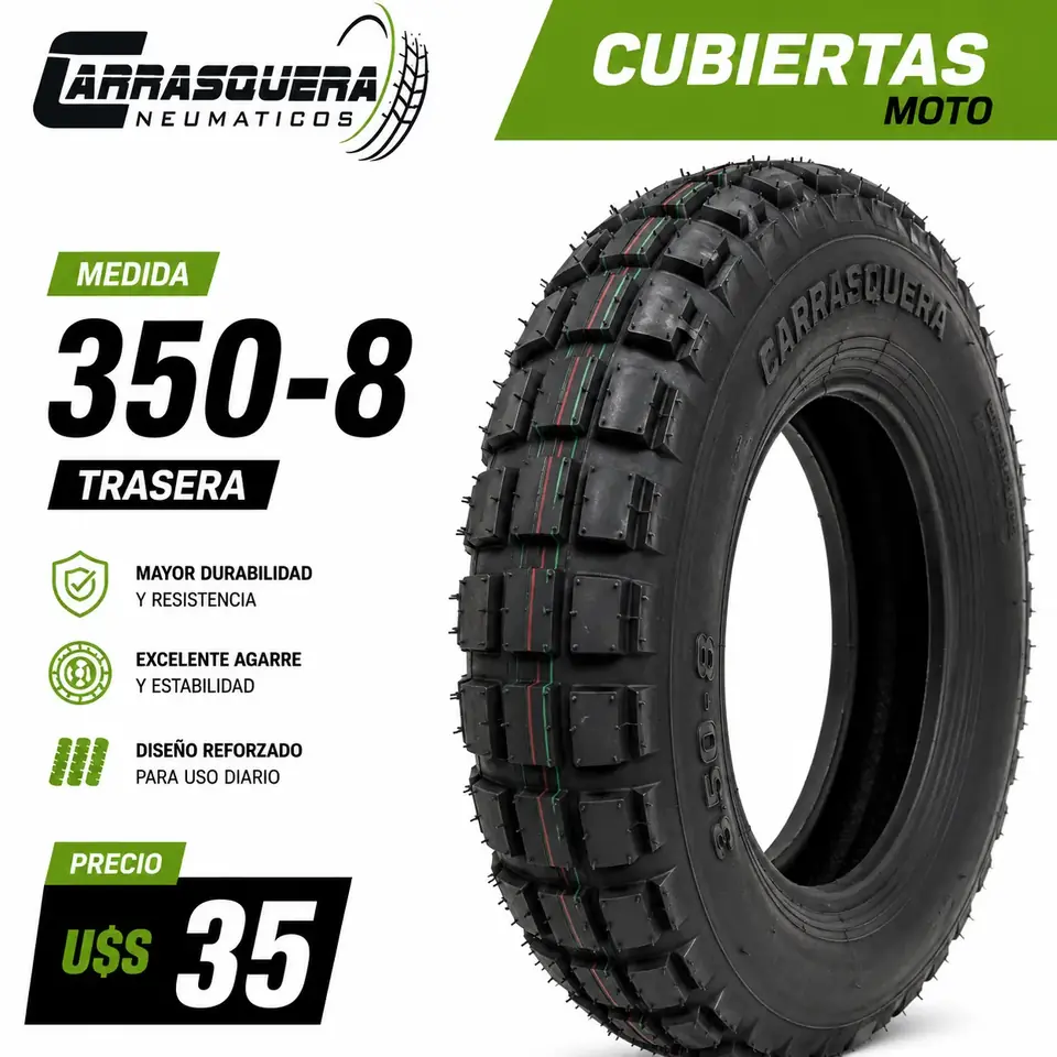 Cubierta Moto 350-8 Trasera Carrasquera